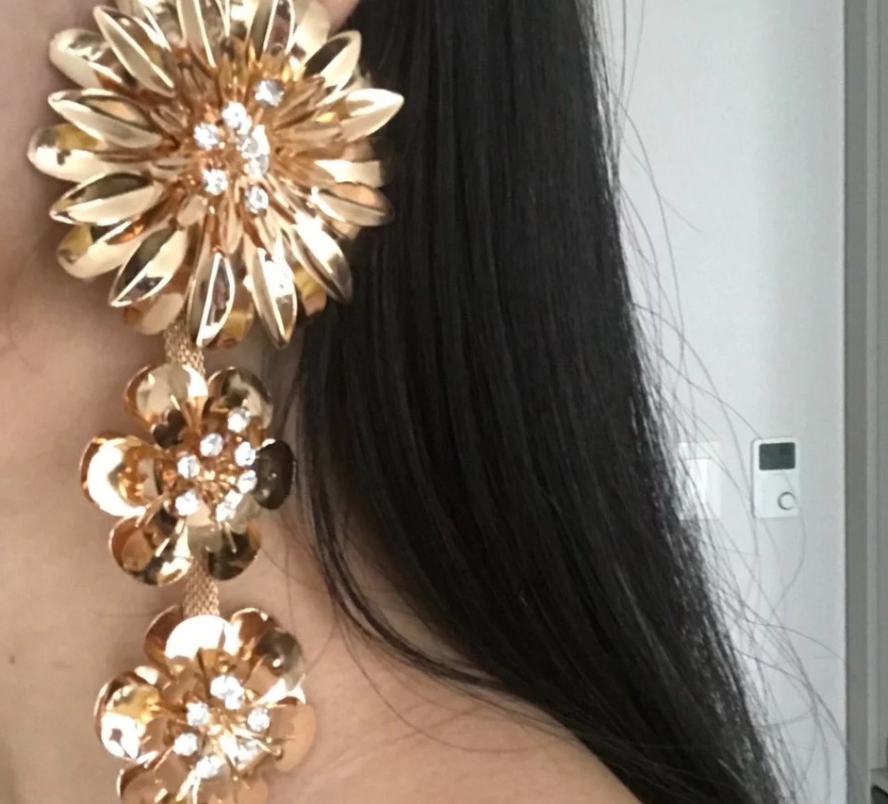 Flower Earrings in faux gold